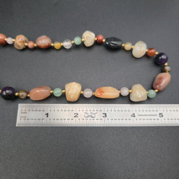 33 Inch Semi Precious Stones Beggar Bead Handmade Necklace B1115 - Picture 6 of 7
